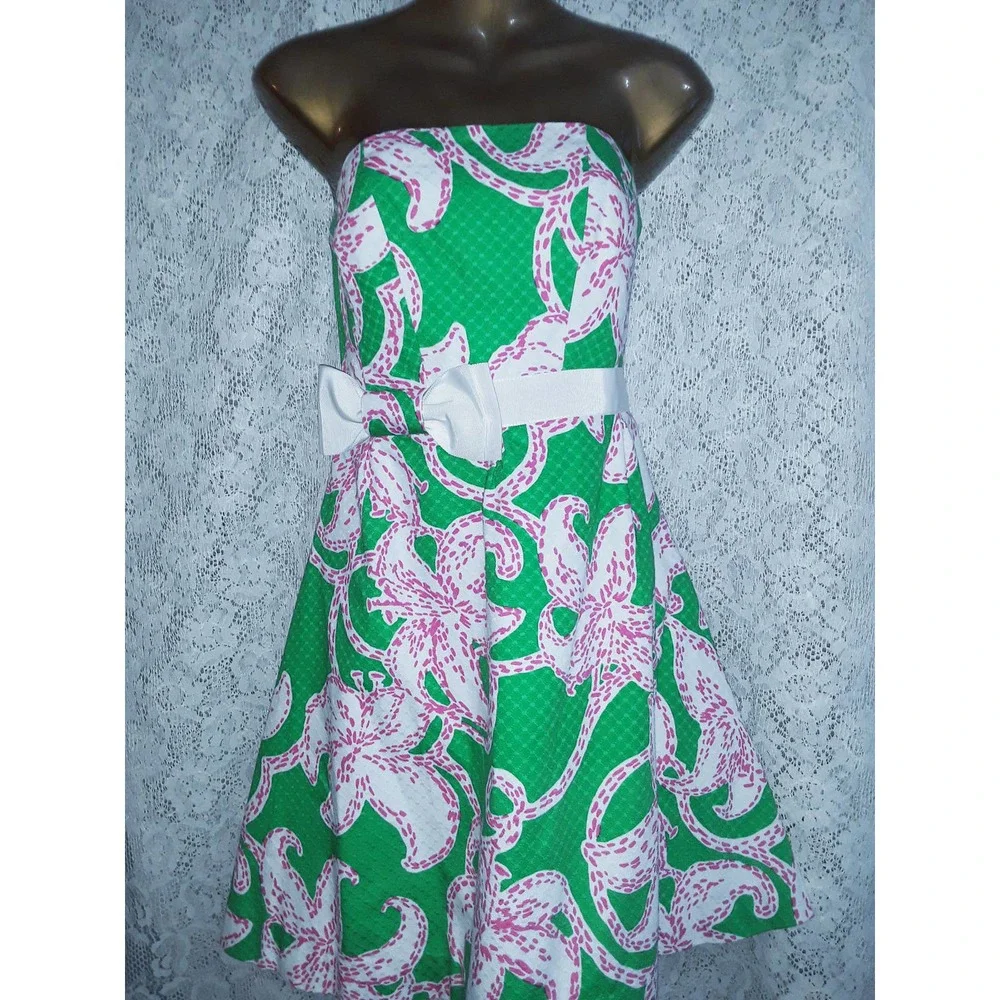 Lilly Pulitzer sz 4 AMBERLY STARFISH TWINKLE Strapless Dress EUC - Picture 8 of 8